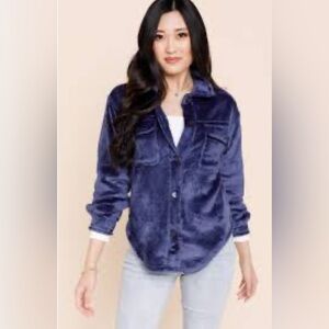 Almost Famous Navy Teddy Jacket Medium